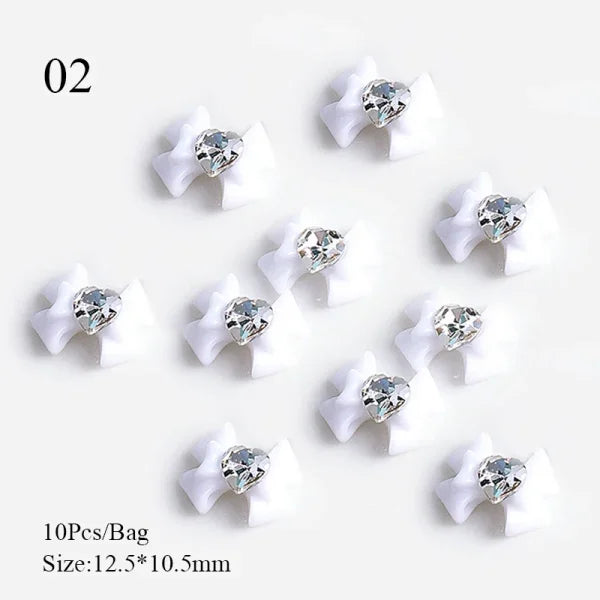 5/10Pcs Metal Heart & Butterfly Rhinestones – 3D Nail Art Charms - A02