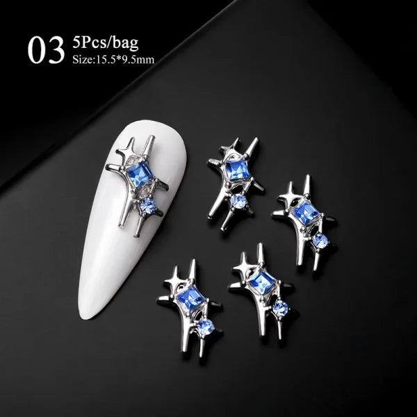 5/10Pcs Metal Heart & Butterfly Rhinestones – 3D Nail Art Charms - H150