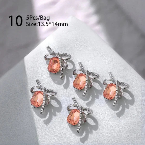 5/10Pcs Metal Heart & Butterfly Rhinestones – 3D Nail Art Charms - SP-10