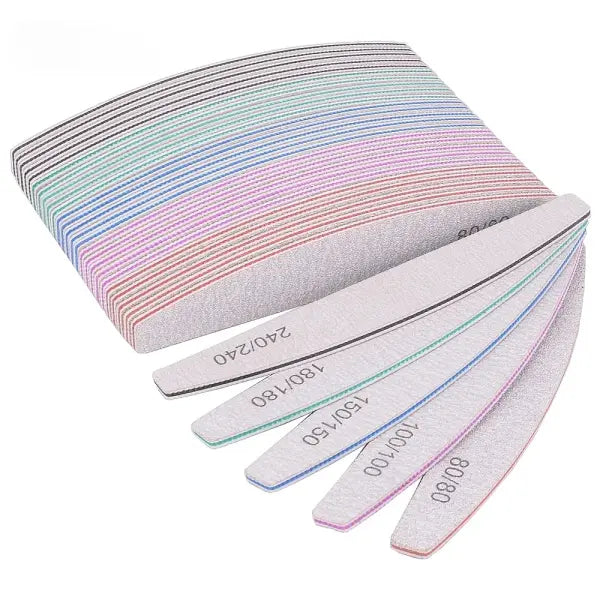 5/10PCS Professional Nail Files – 150/180 Grit Thick Sanding Half-Moon Lime for Manicure & Nail Care