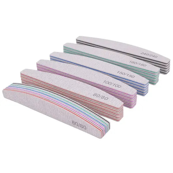 5/10PCS Professional Nail Files – 150/180 Grit Thick Sanding Half-Moon Lime for Manicure & Nail Care - 5PCs