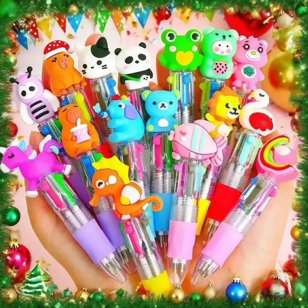 5-30 Pcs Cute Cartoon Four-color Pen for Kids Birthday Kindergarten Home-school Carnival Christmas Boys and Girls Gift