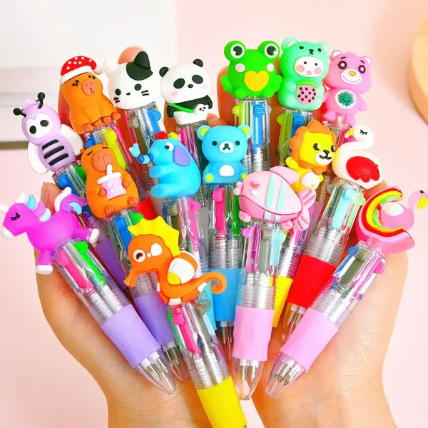 5-30 Pcs Cute Cartoon Four-color Pen for Kids Birthday Kindergarten Home-school Carnival Christmas Boys and Girls Gift