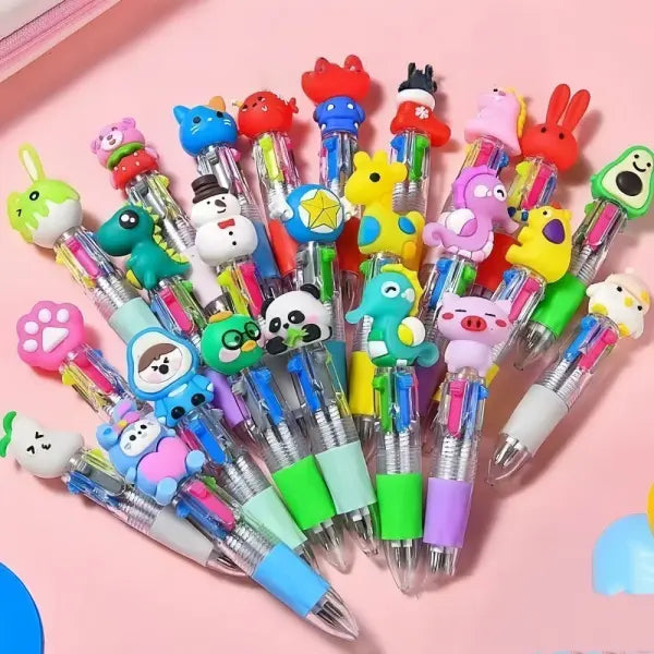 5-30 Pcs Cute Cartoon Four-color Pen for Kids Birthday Kindergarten Home-school Carnival Christmas Boys and Girls Gift