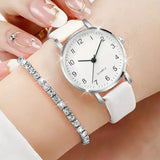 5/6PCS Fashion Women’s Quartz Watch Leather Band Analog Quartz Watches with Diamond Jewelry (Without Box)