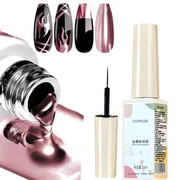 5/7/8ml Metallic Gel Nail Polish – Silver Gold & Rose Mirror Liner UV Semi-Permanent Nail Art - GY75-9-10ml