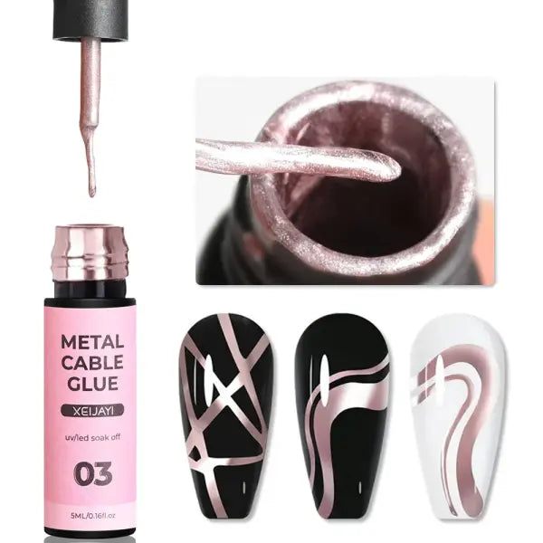 5/7/8ml Metallic Gel Nail Polish – Silver Gold & Rose Mirror Liner UV Semi-Permanent Nail Art - GY90-3