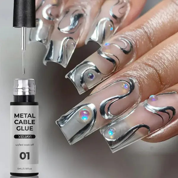 5/7/8ml Metallic Gel Nail Polish – Silver Gold & Rose Mirror Liner UV Semi-Permanent Nail Art