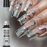5/7/8ml Metallic Gel Nail Polish – Silver Gold & Rose Mirror Liner UV Semi-Permanent Nail Art