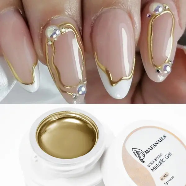 5/7/8ml Metallic Gel Nail Polish – Silver Gold & Rose Mirror Liner UV Semi-Permanent Nail Art - GY77-2