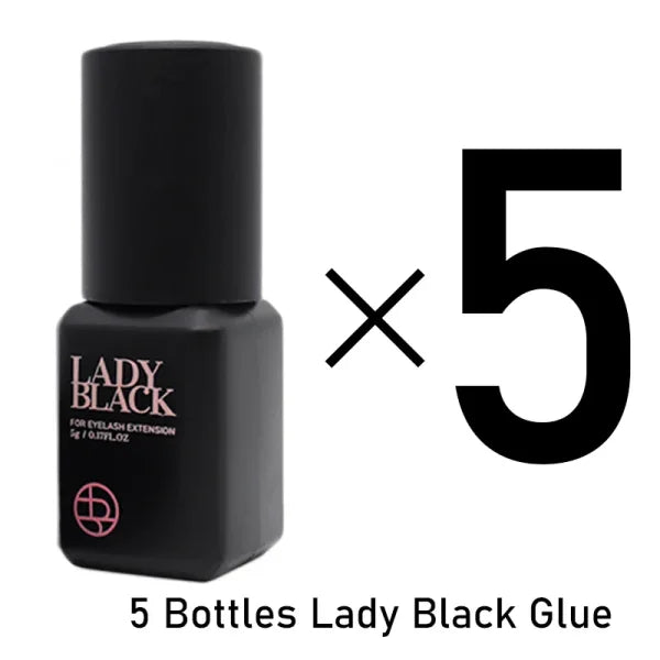5 Bottles Lady Black Lash Glue - Strongest Eyelash Extensions Adhesive - Himpall
