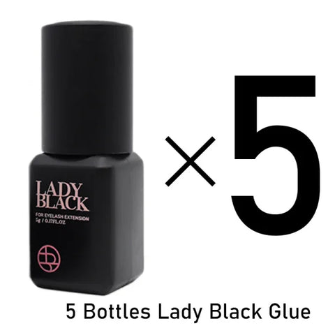 5 Bottles Lady Black Lash Glue - Strongest Eyelash Extensions Adhesive - Himpall