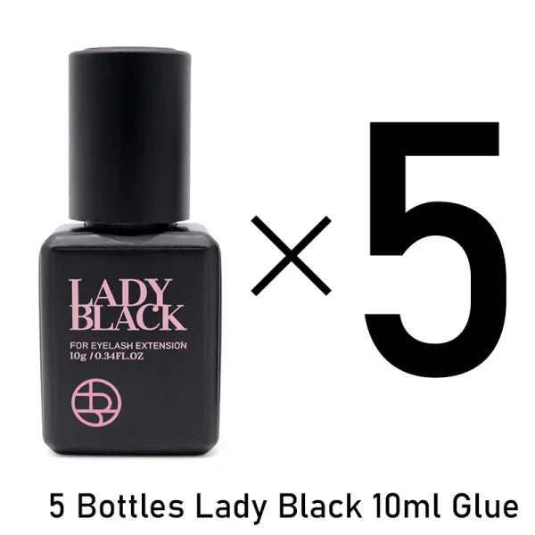 5 Bottles Lady Black Lash Glue - Strongest Eyelash Extensions Adhesive - Himpall