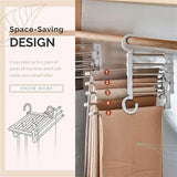 5 in1 Save Space Pants Hanger Collapsible Towel Tie Hook Multi-functional Clothes Trouser Rack Wardrobe Closet