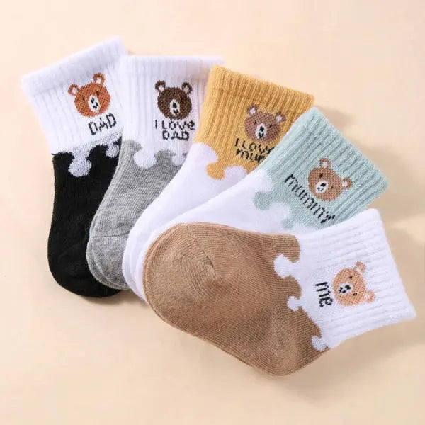 5 Pairs Baby Ankle Socks – Low Cut Stretch Socks for Newborn & Toddler Boys and Girls - 5P Zimu Xiaoxiong / 1-3Y