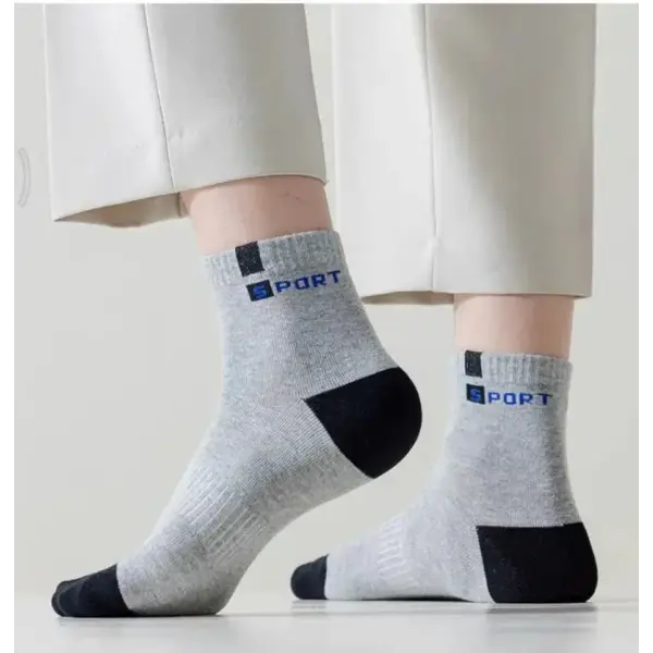 5 Pairs Cotton Sock for Men Sport Breathable Soft Letter Fashion Sneakers High Elastic Middle Tube Stocking Towel Sox