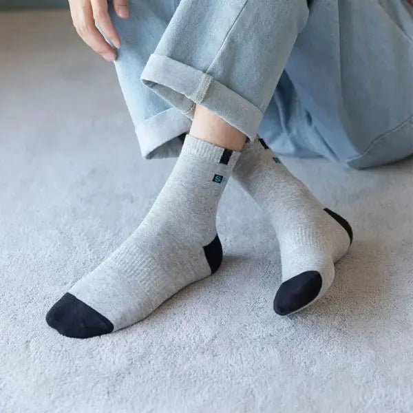 5 Pairs Cotton Sock for Men Sport Breathable Soft Letter Fashion Sneakers High Elastic Middle Tube Stocking Towel Sox