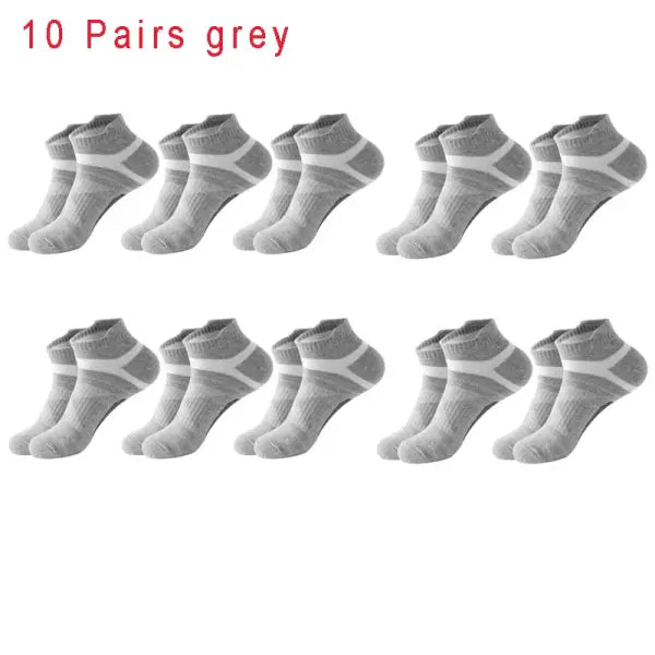 Quality socks men breathable cotton casual ankle socks 5 pairs - 10 grey / size 38-45