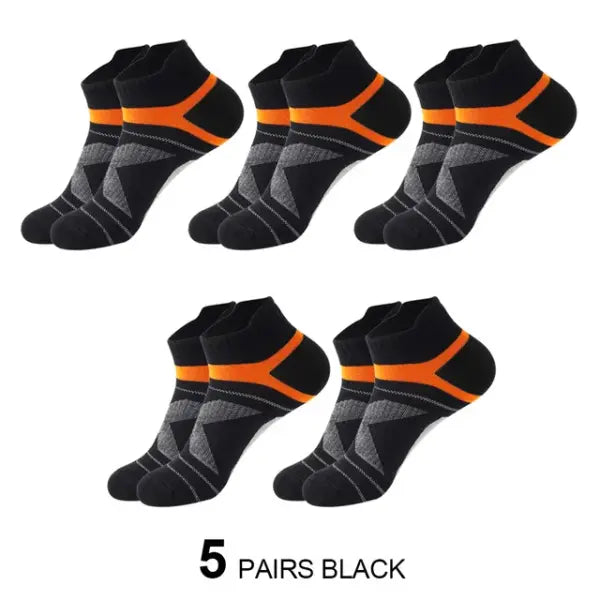 Quality socks men breathable cotton casual ankle socks 5 pairs - 5 BLACK / size 38-45