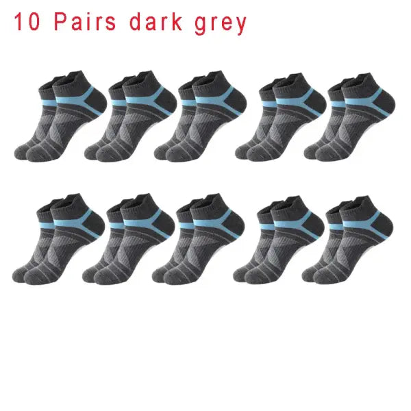 Quality socks men breathable cotton casual ankle socks 5 pairs - 10 dark grey / size 38-45