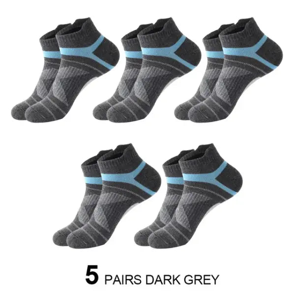 Quality socks men breathable cotton casual ankle socks 5 pairs - 5 dark gray / size 38-45