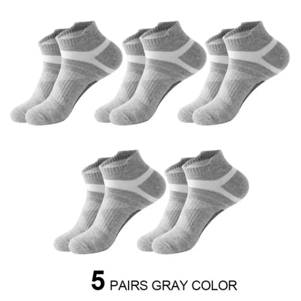 Quality socks men breathable cotton casual ankle socks 5 pairs - 5 gray / size 38-45