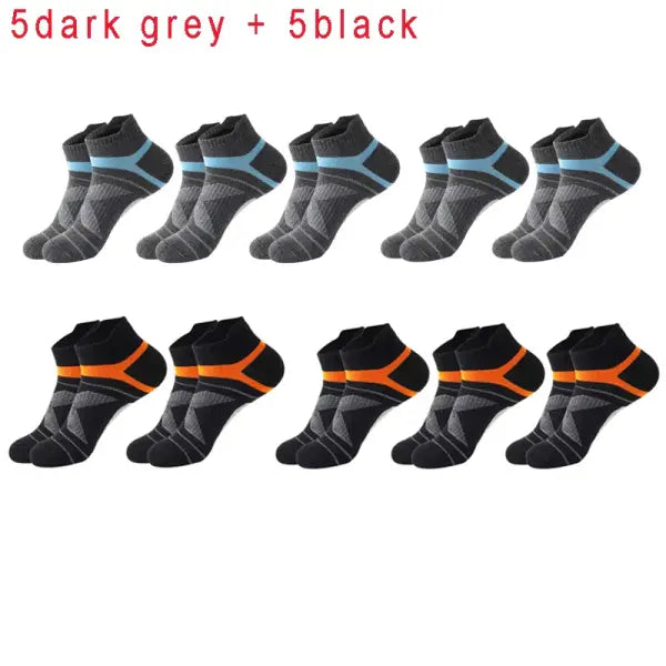 Quality socks men breathable cotton casual ankle socks 5 pairs - 5darkgrey 5black / size 38-45