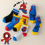 5 Pairs MARVEL Spiderman Children’s Socks Kawaii Soft Anime Socks Kids Boys Socks MiddleTube Cartoon Baby Socks 1-12 Y