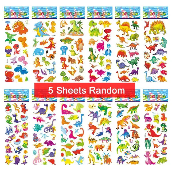5 Sheets Kids Stickers Puffy Stickers for Children Birthday Christmas New Year Gift for Girl Boy Scrapbooking Cartoon