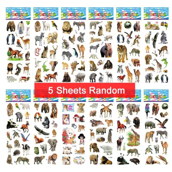 5 Sheets Kids Stickers Puffy Stickers for Children Birthday Christmas New Year Gift for Girl Boy Scrapbooking Cartoon