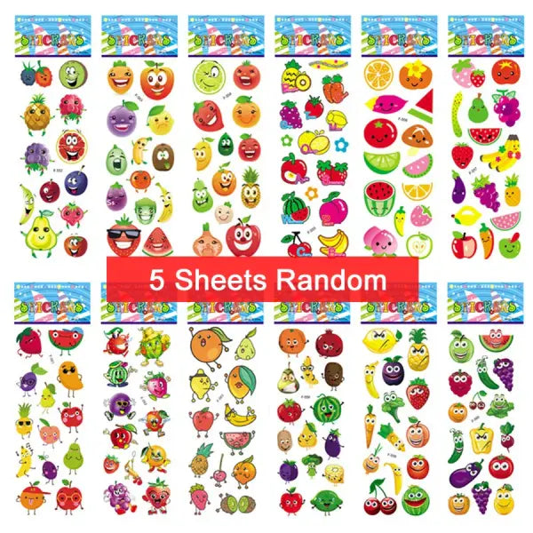 5 Sheets Kids Stickers Puffy Stickers for Children Birthday Christmas New Year Gift for Girl Boy Scrapbooking Cartoon