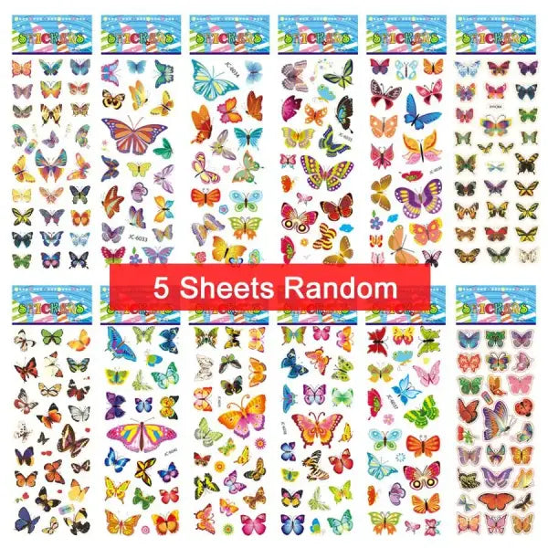 5 Sheets Kids Stickers Puffy Stickers for Children Birthday Christmas New Year Gift for Girl Boy Scrapbooking Cartoon