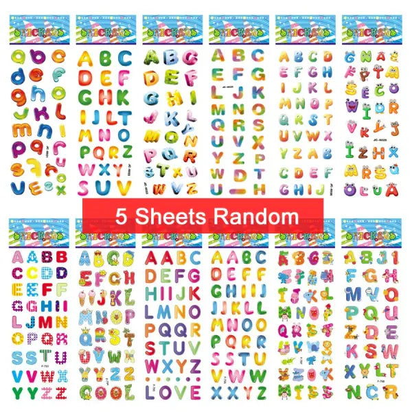 5 Sheets Kids Stickers Puffy Stickers for Children Birthday Christmas New Year Gift for Girl Boy Scrapbooking Cartoon