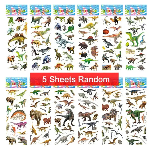 5 Sheets Kids Stickers Puffy Stickers for Children Birthday Christmas New Year Gift for Girl Boy Scrapbooking Cartoon
