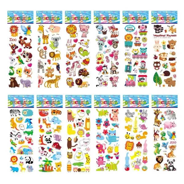 5 Sheets Kids Stickers Puffy Stickers for Children Birthday Christmas New Year Gift for Girl Boy Scrapbooking Cartoon