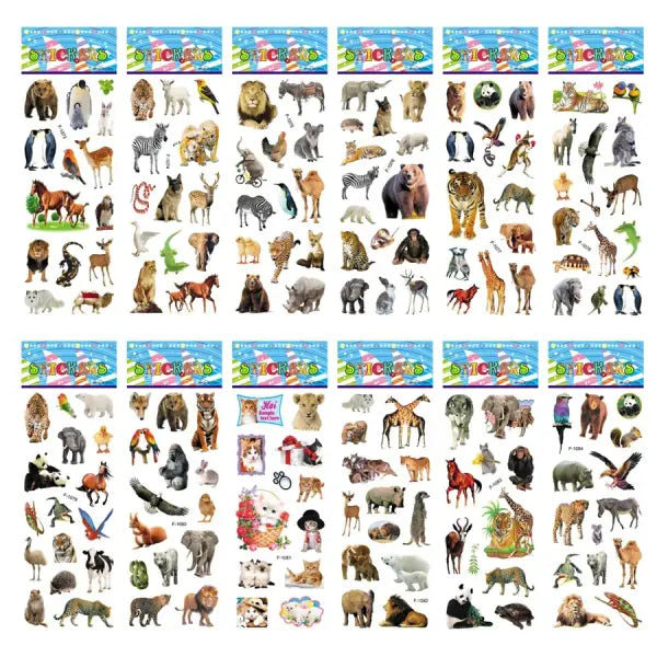 5 Sheets Kids Stickers Puffy Stickers for Children Birthday Christmas New Year Gift for Girl Boy Scrapbooking Cartoon