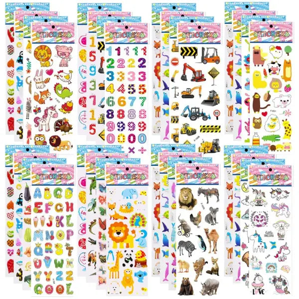 5 Sheets Kids Stickers Puffy Stickers for Children Birthday Christmas New Year Gift for Girl Boy Scrapbooking Cartoon