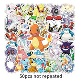 50 Piece MINISO Pokemon Waterproof Stickers DIY For Phones Laptop Car Sticker - MULTI