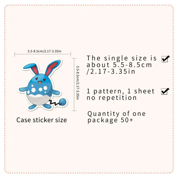 50 Piece MINISO Pokemon Waterproof Stickers DIY For Phones Laptop Car Sticker - MULTI