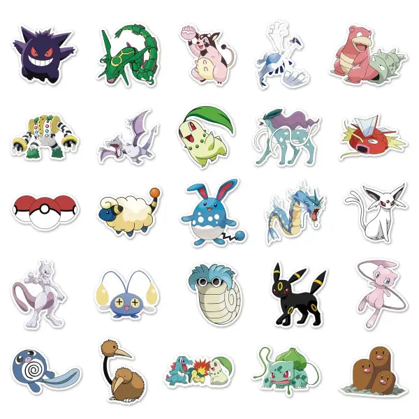 50 Piece MINISO Pokemon Waterproof Stickers DIY For Phones Laptop Car Sticker - MULTI