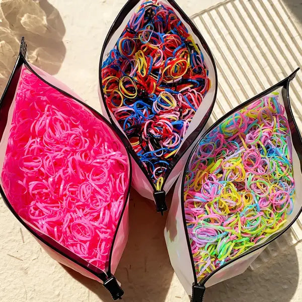2000pcs Girls Colourful Disposable Rubber Band Hair Ties 500 to 2000 Pack
