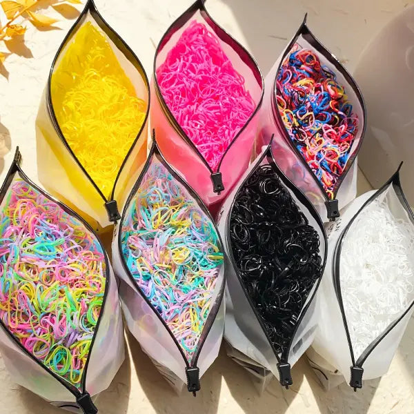 2000pcs Girls Colourful Disposable Rubber Band Hair Ties 500 to 2000 Pack