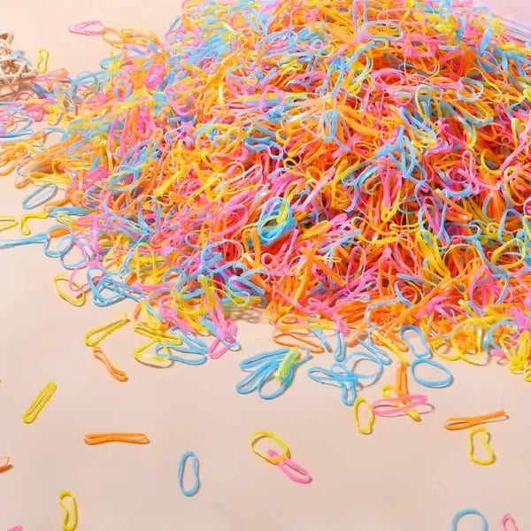 2000pcs Girls Colourful Disposable Rubber Band Hair Ties 500 to 2000 Pack - 3 / 500pcs