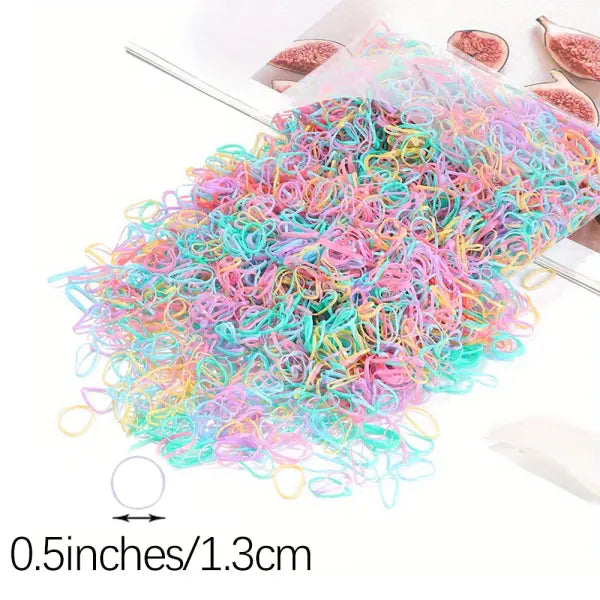 2000pcs Girls Colourful Disposable Rubber Band Hair Ties 500 to 2000 Pack