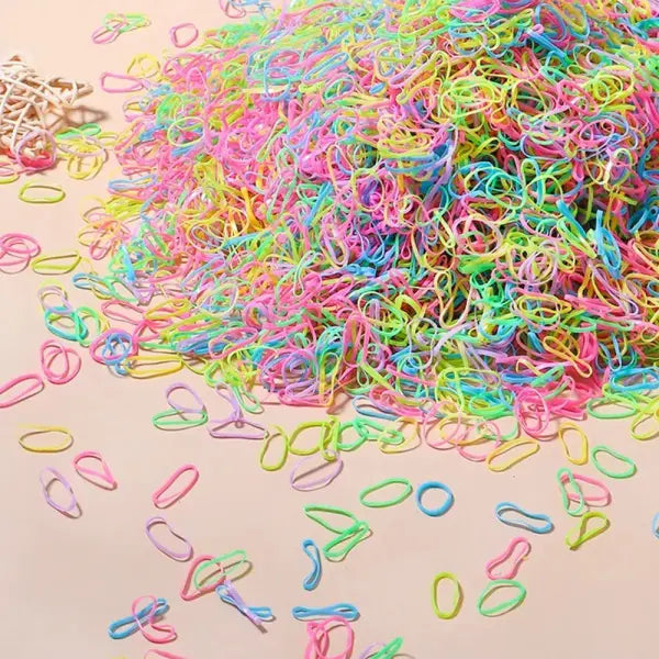 2000pcs Girls Colourful Disposable Rubber Band Hair Ties 500 to 2000 Pack - 1 / 500pcs