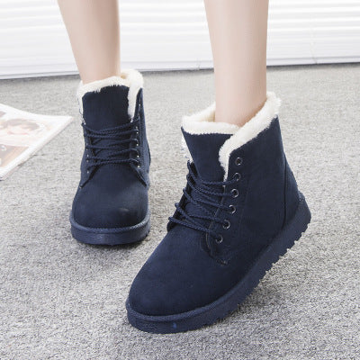 Suede Women Snow Boots with Artificial Wool Lining