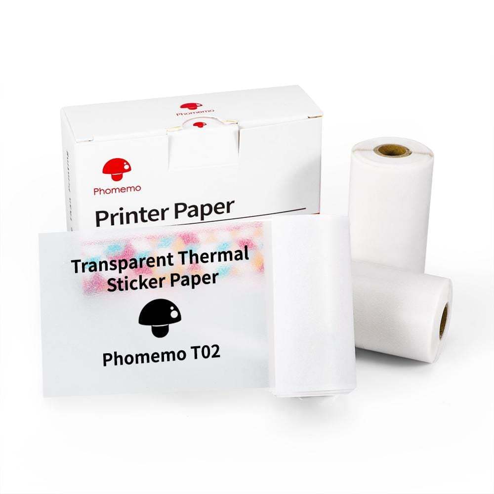 Phomemo T02 Portable Bluetooth Thermal Label Printer - Transparent Printer paper / USB