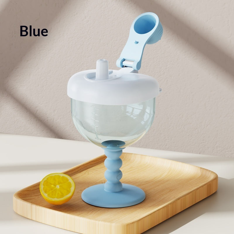 Household Children’s Straw Water Bottle - Blue English Color Box - None