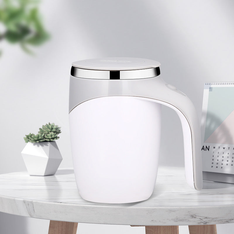 Portable Automatic Stirring Cup for Coffee and Tea - White