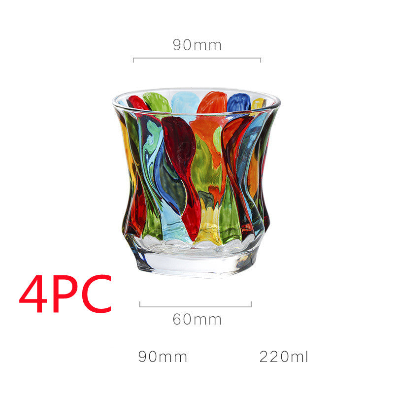 European Style New Enamel Whisky Glass With Colorful Woven Pattern - 4 Style / 4PCS - Hair Remover